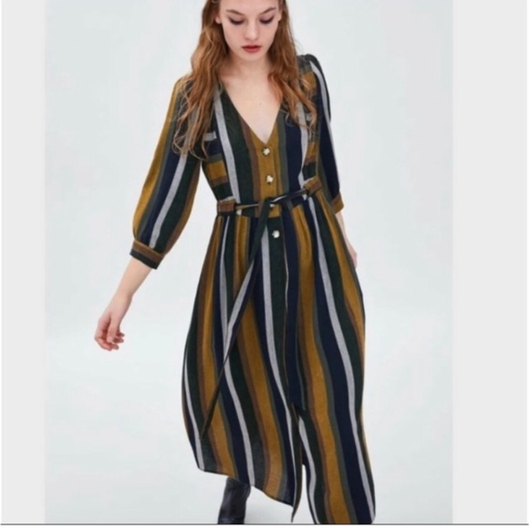Zara stripe midi dress, size large - Picture 4 of 9
